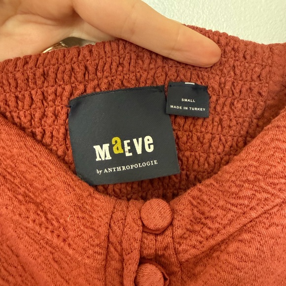 Anthropologie Maeve Puff Sleeved Mini Dress Rust Small - Picture 3 of 9